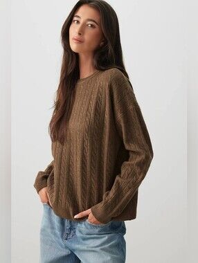 Oversized brown cable knit sweater